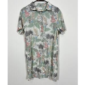 CC California Tropical Shirt Dress 100% linen Medium